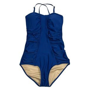 Cabana Life Blue Ruched One Piece Swimsuit Small Fully Lined Convertible Straps